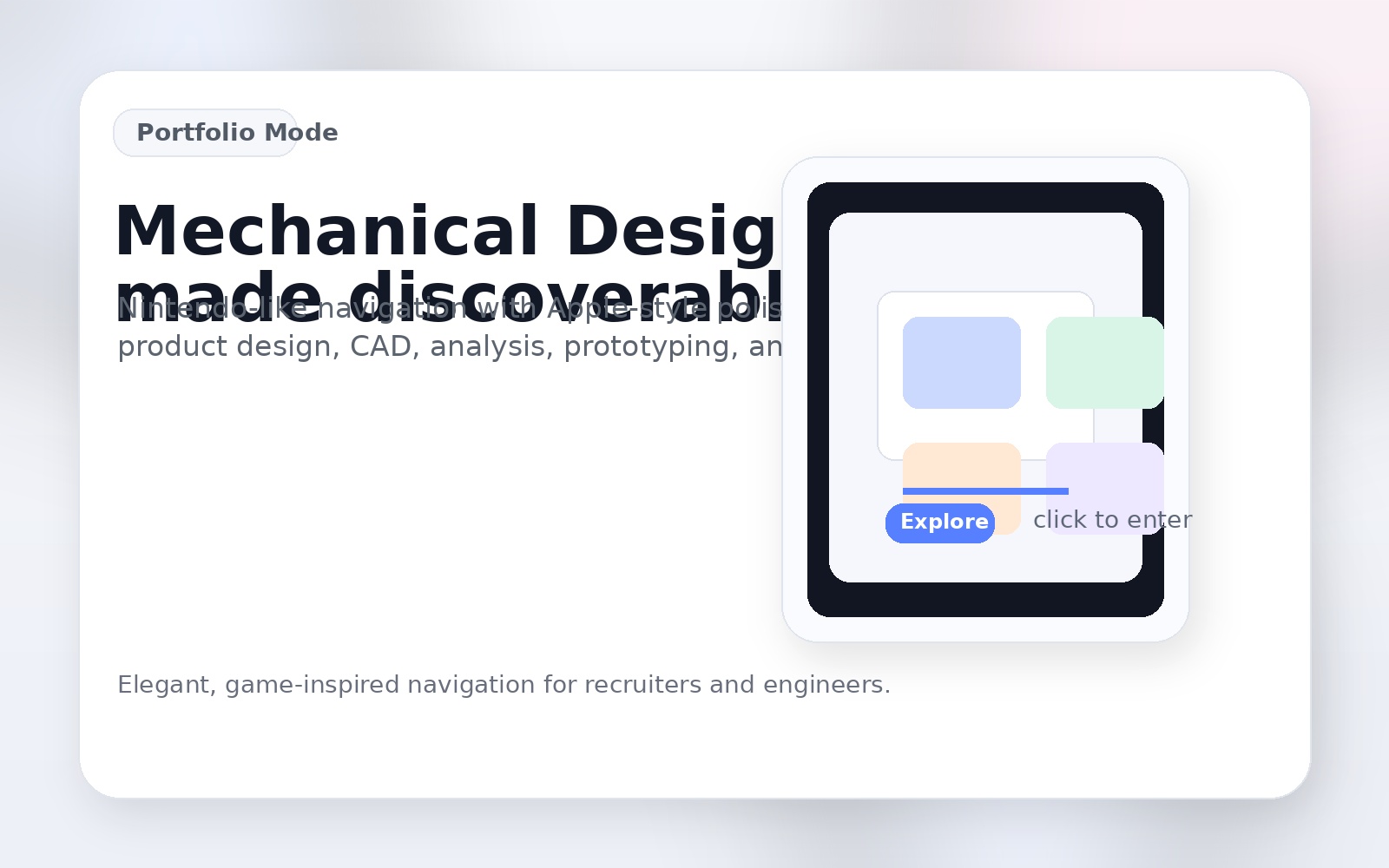 Nintendo-style Apple-inspired portfolio landing art