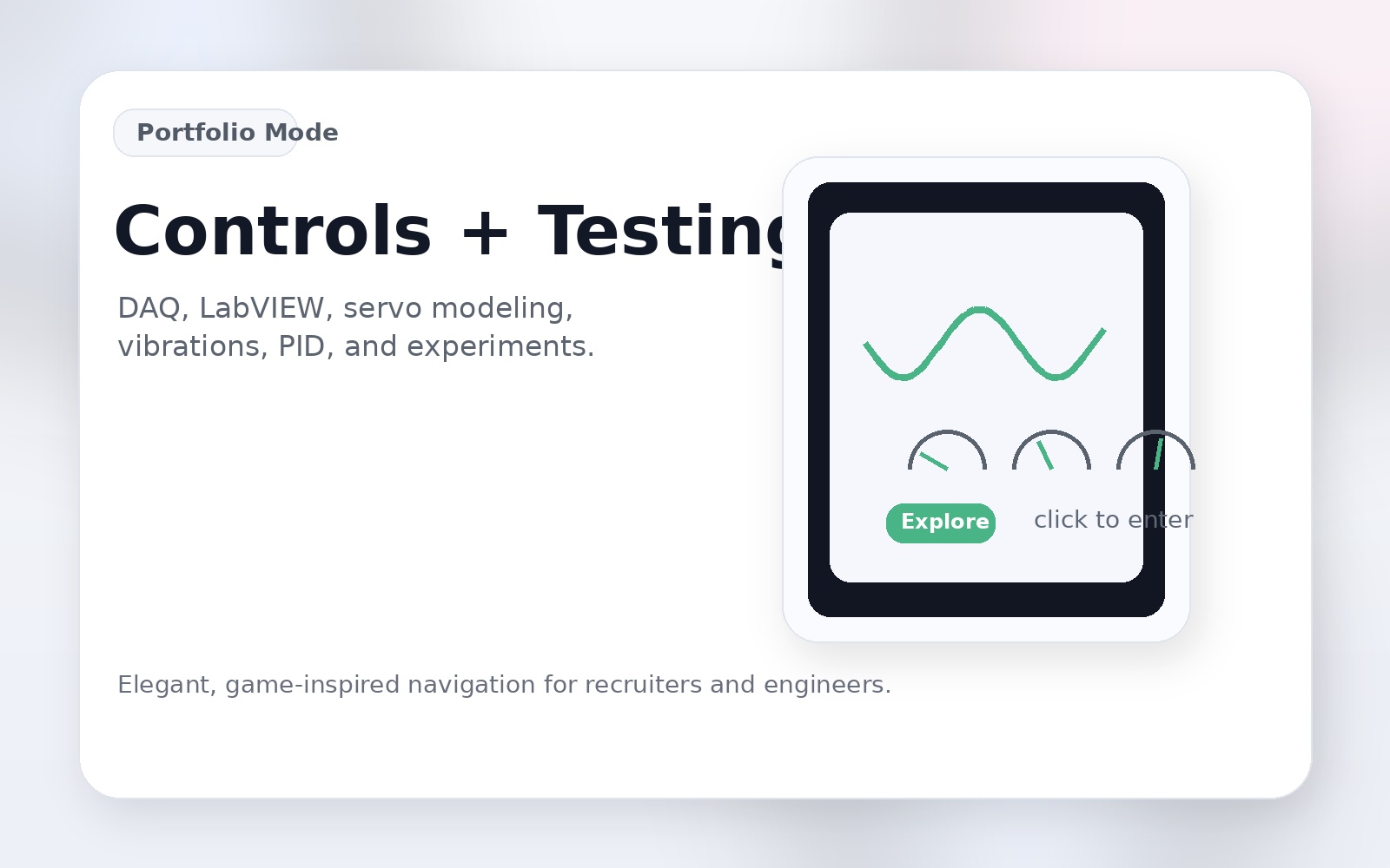 Controls and testing section preview